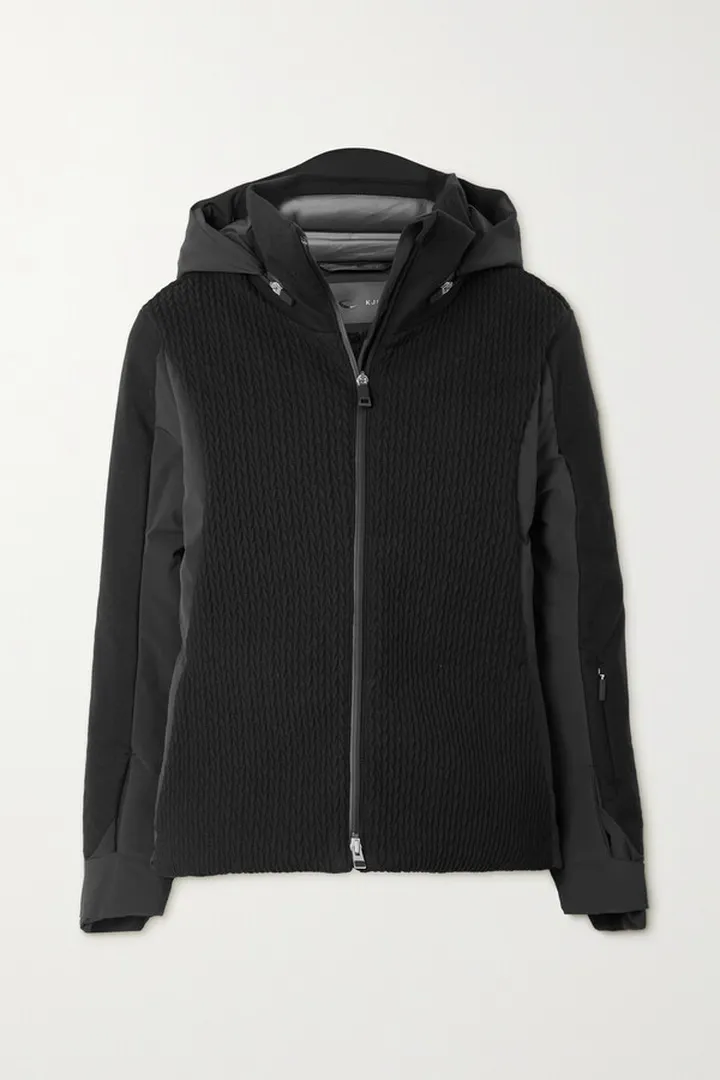 KJUS - Luxe Hooded Smocked Merino Wool-blend And Faux Fur-trimmed Down Ski Jacket - Black