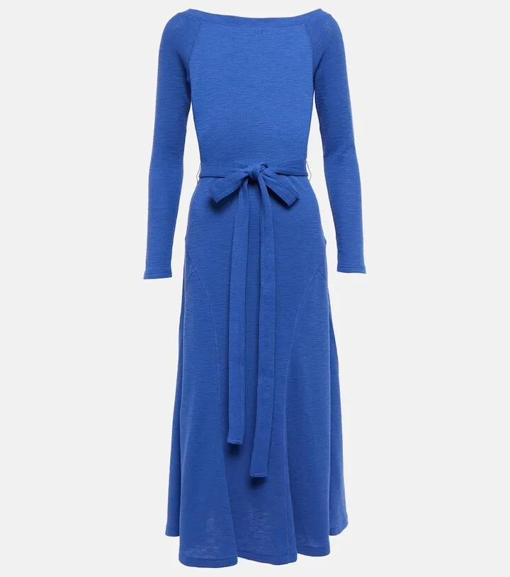 Belted cotton midi dress
