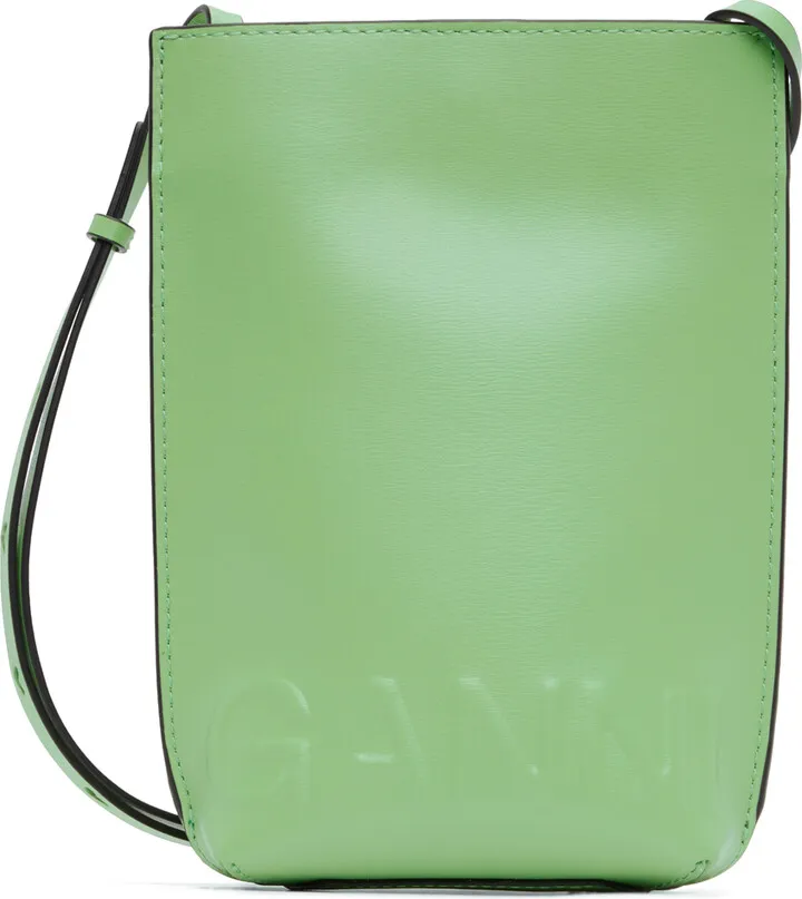GANNI Green Small Recycled Leather Shoulder Bag