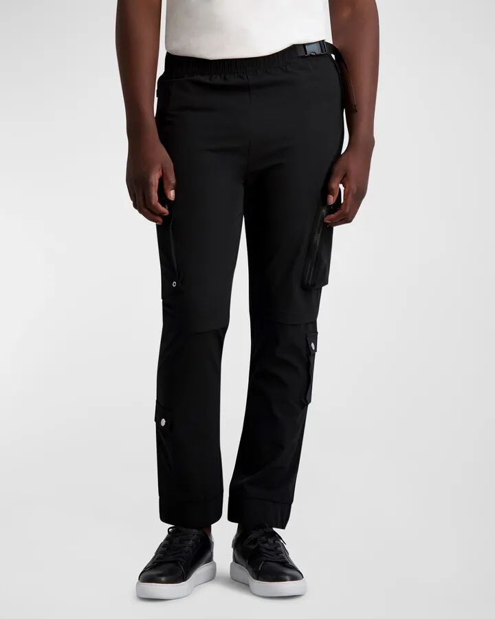 Men's Stretch Nylon Belted Cargo Joggers