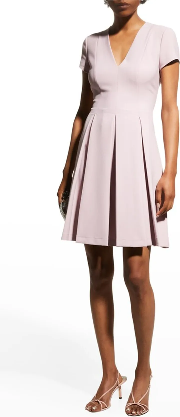Emma Pleated Short-Sleeve Dress