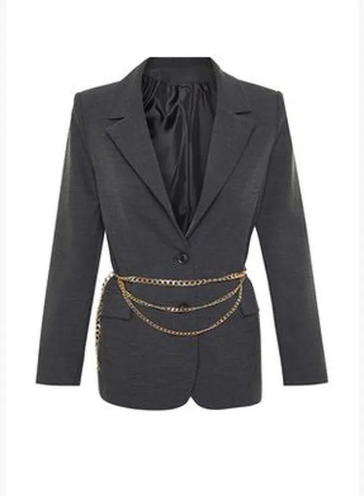 Black Woven Blazer Jacket TWOSS24BC00031