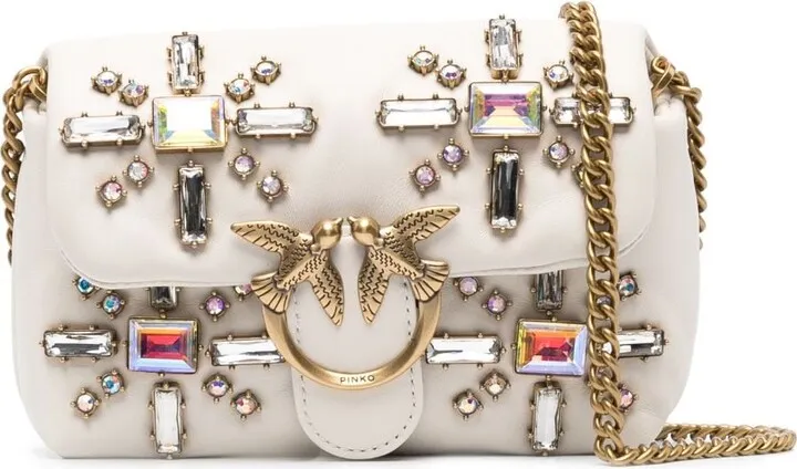 Love Puff gemstones quilted shoulder bag
