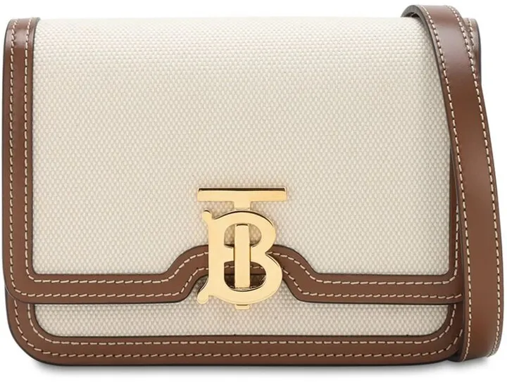 Mini TB canvas & leather shoulder bag