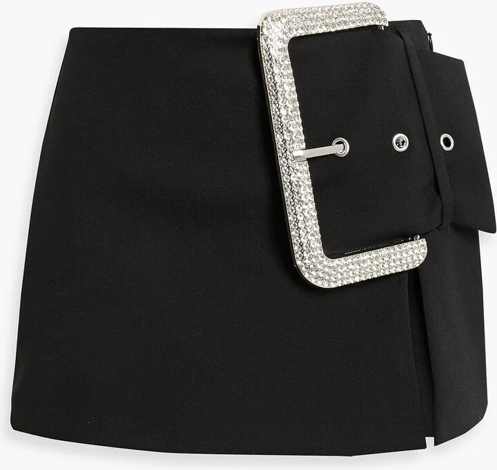 Embellished wool-blend mini skirt