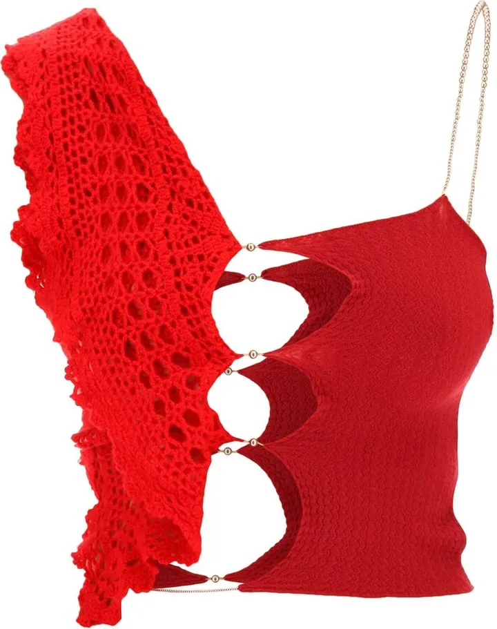 Rui Stretch Knit And Crochet Cashmere Top