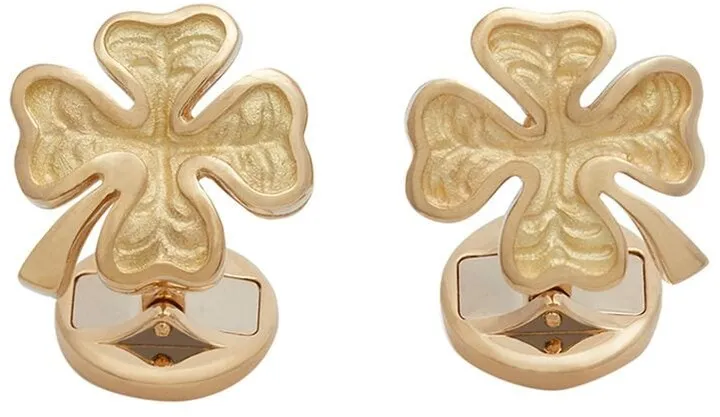 18kt yellow gold ruby Good Luck cufflinks