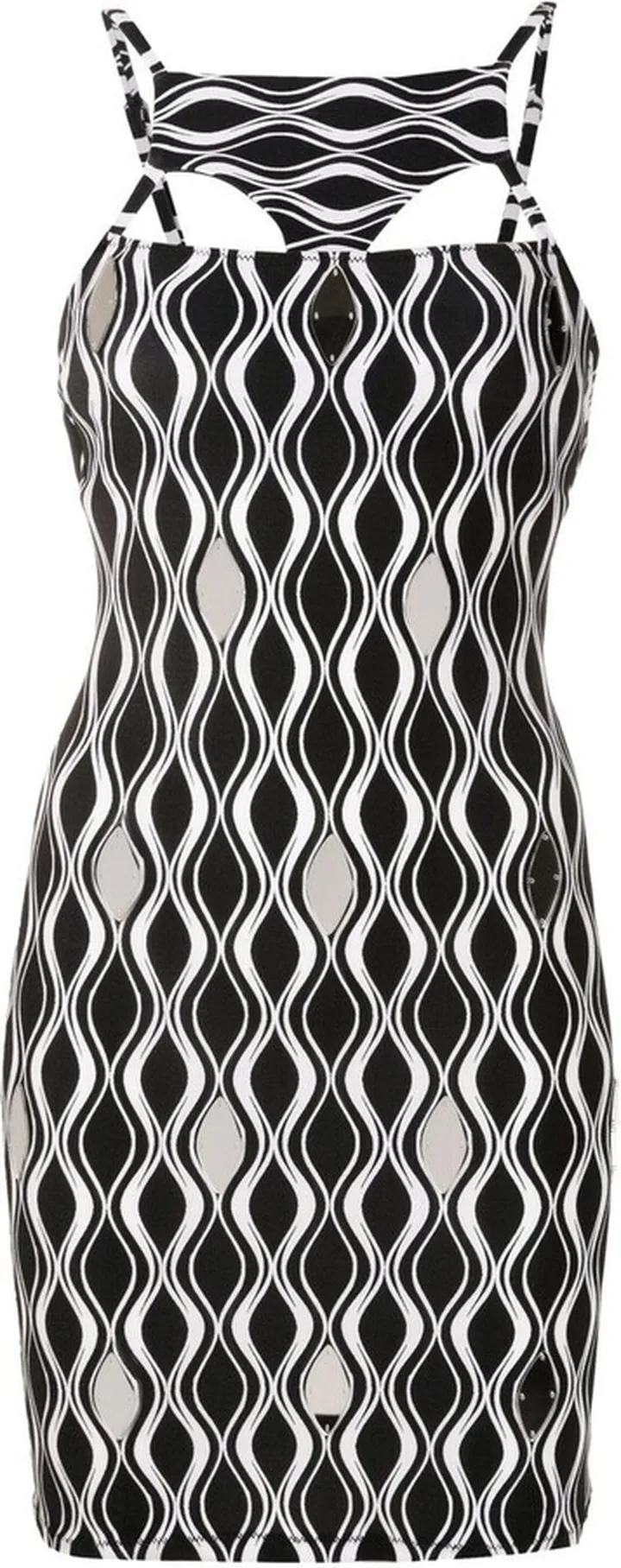 Wave-Print Bodycon Mini Dress