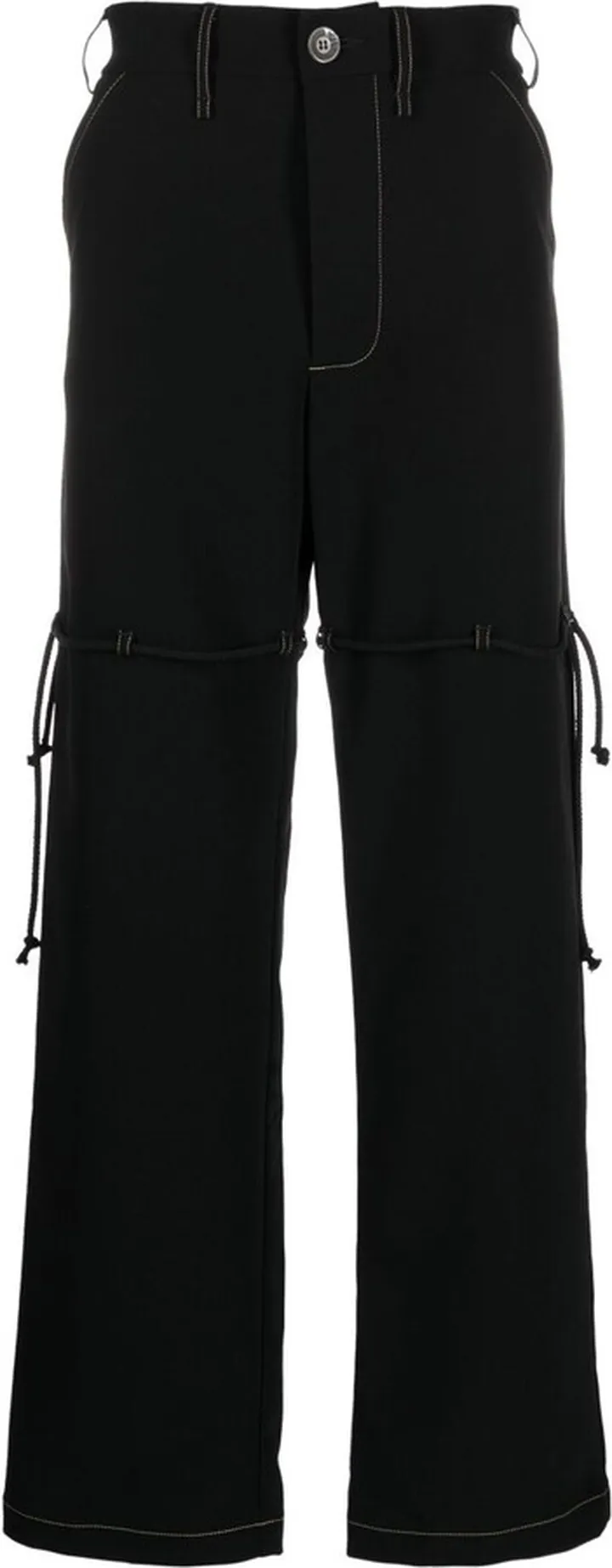 Black High Waist Straight-Leg Trousers