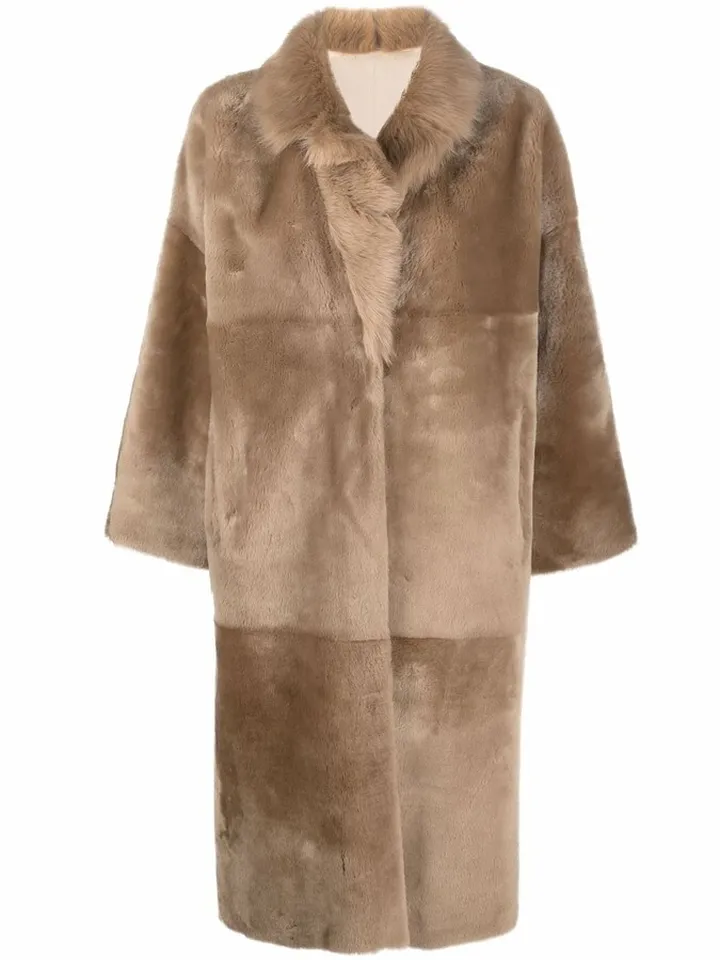 Reversible Single-Breasted Shearling Coat