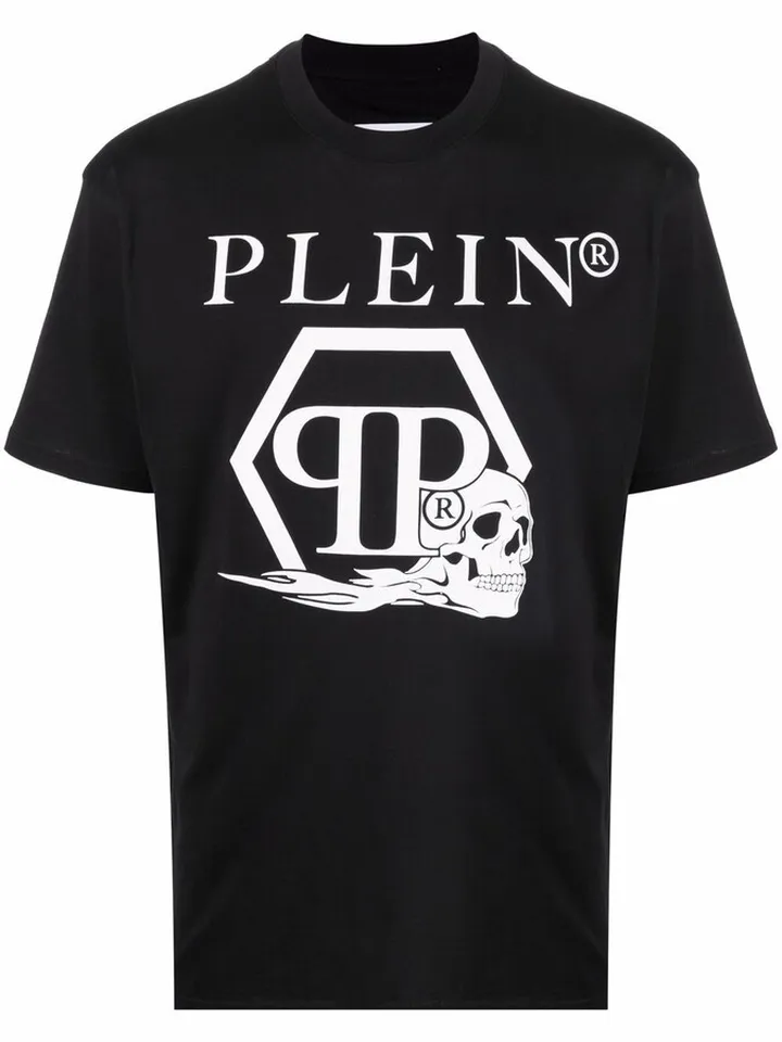 skull and logo-print T-shirt