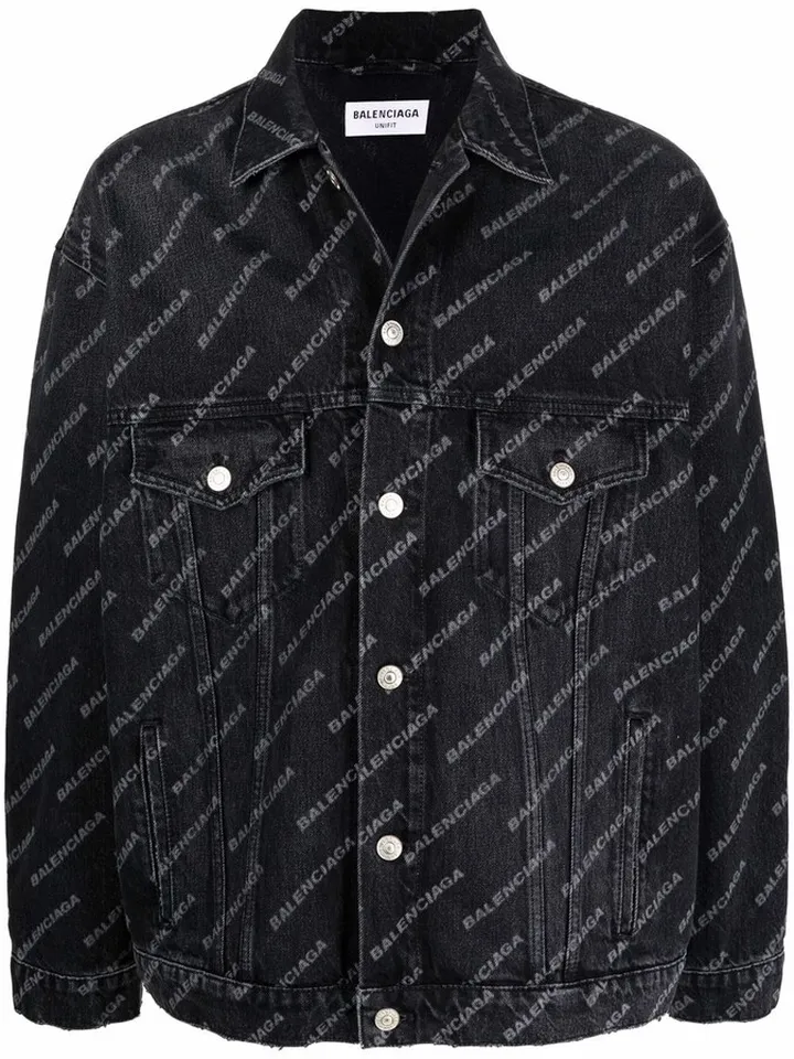 Typo logo-print denim jacket