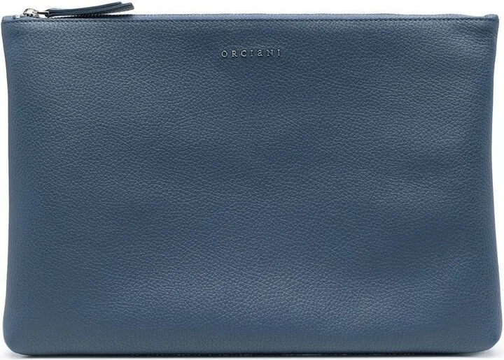 Zip-Fastening Leather Pouch