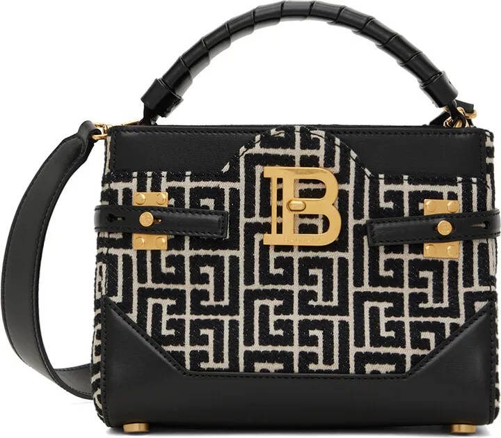 Balmain Black & Off-White B-Buzz 22 Bag