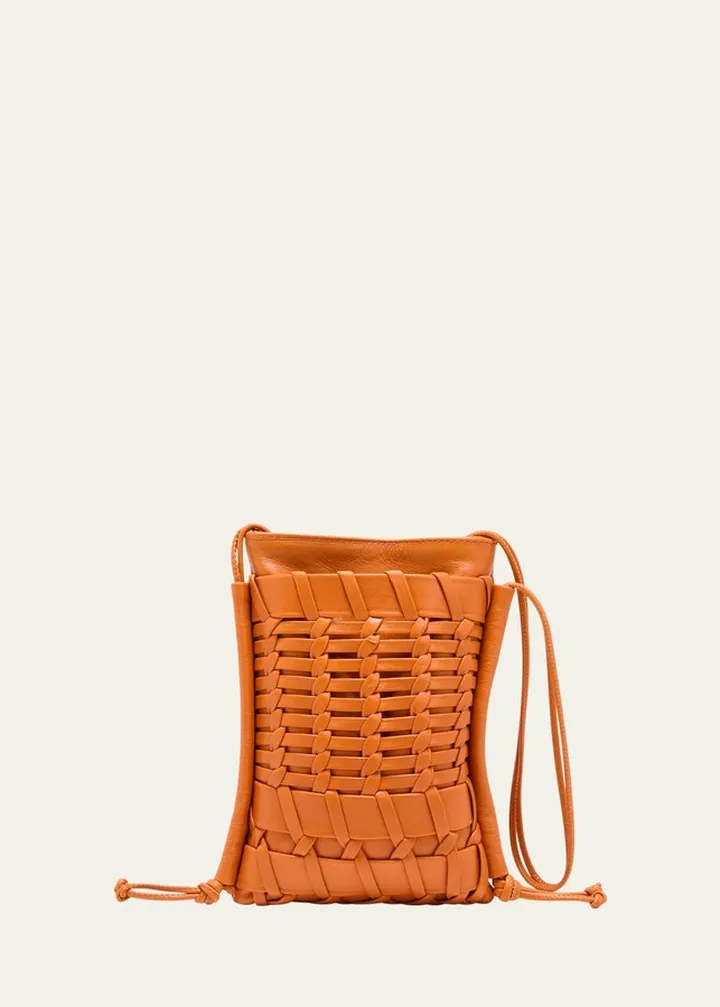 Trena Mini Woven Leather Crossbody Bag