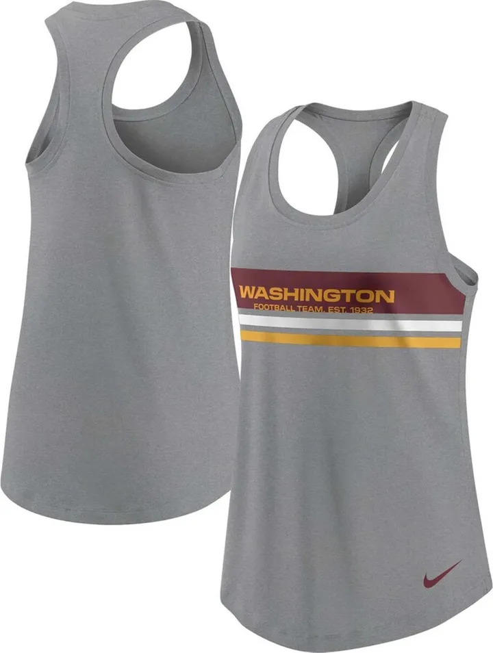 Women's Heather Charcoal Washington Football Team Scoop Neck Racerback Performance Tank Top