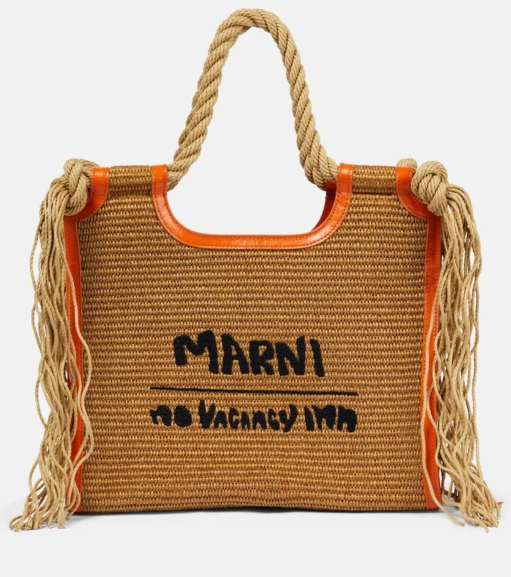 Embroidered woven tote bag