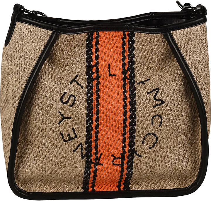Mini Linen Stirped Logo Shoulder Bag