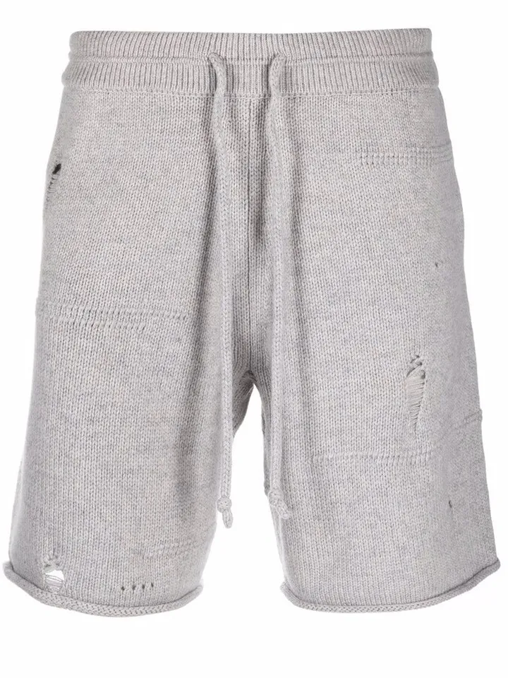 Distressed Knitted Track Shorts