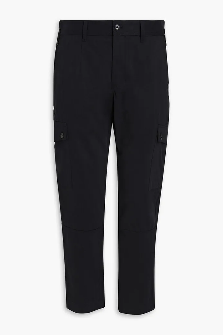Logo-appliquéd cotton-moleskin tapered pants