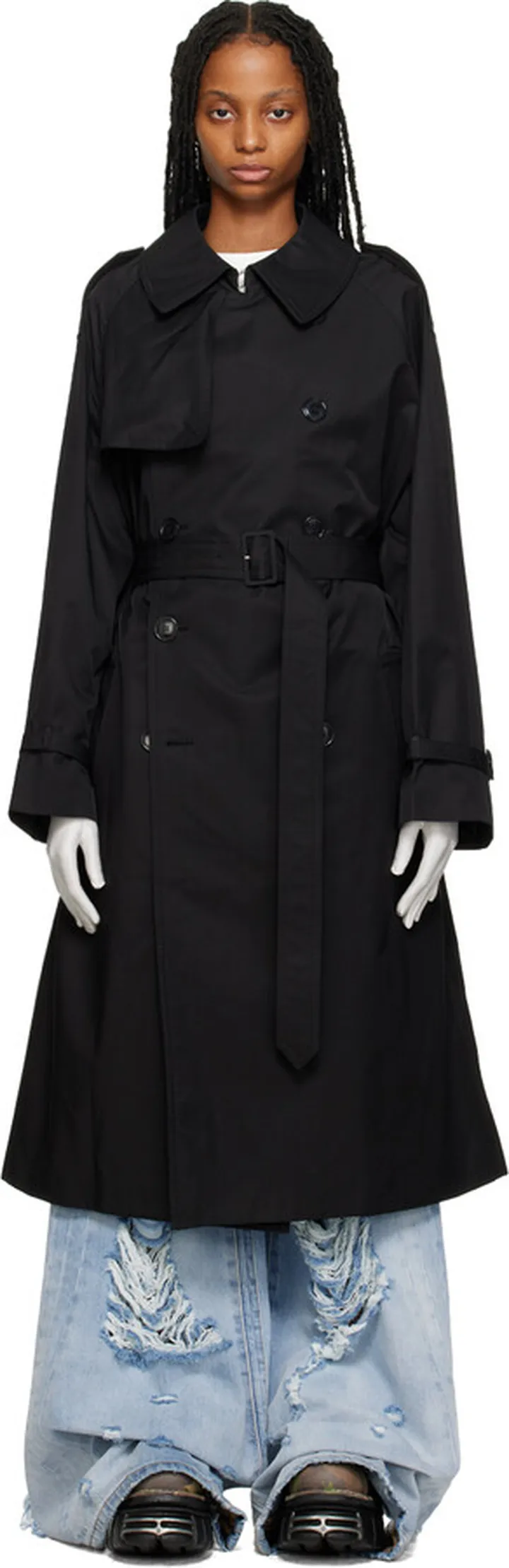 VETEMENTS Black Double-Breasted Trench Coat