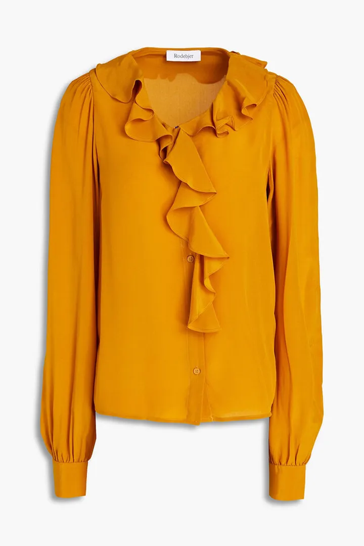Majolie ruffled silk crepe de chine blouse