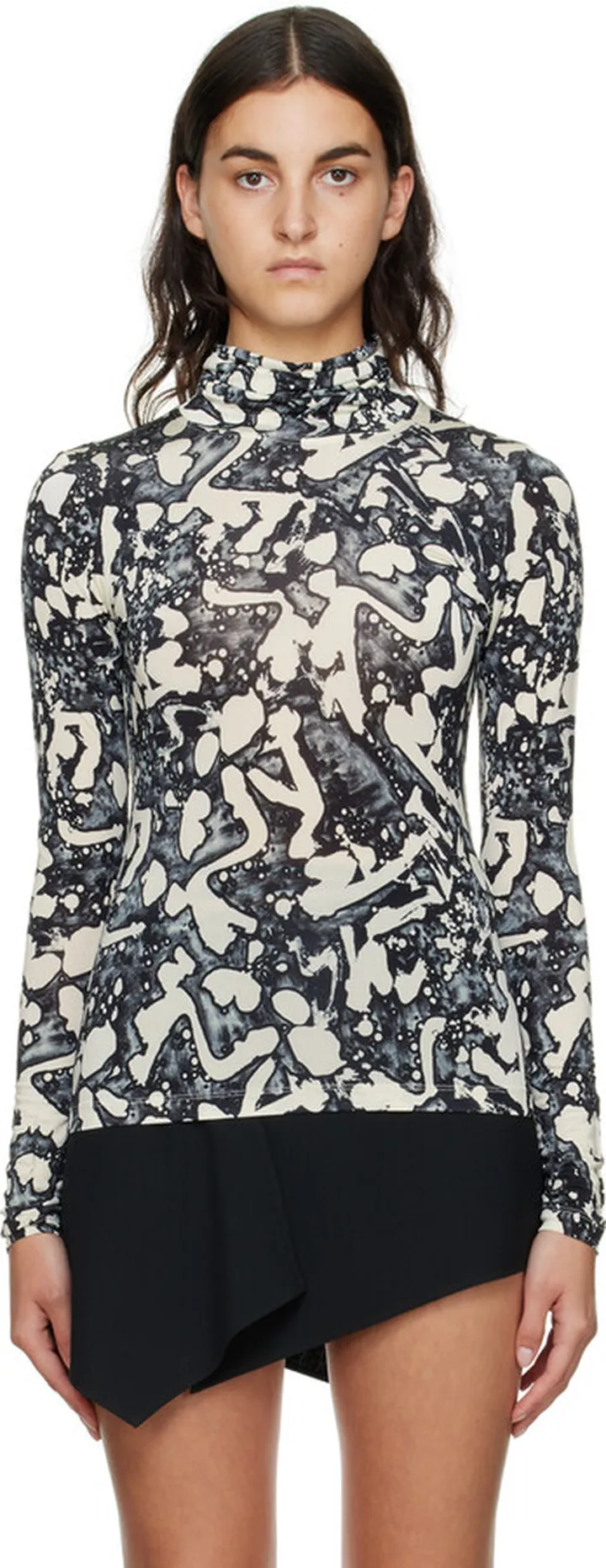 Stella McCartney Black & White Print Turtleneck