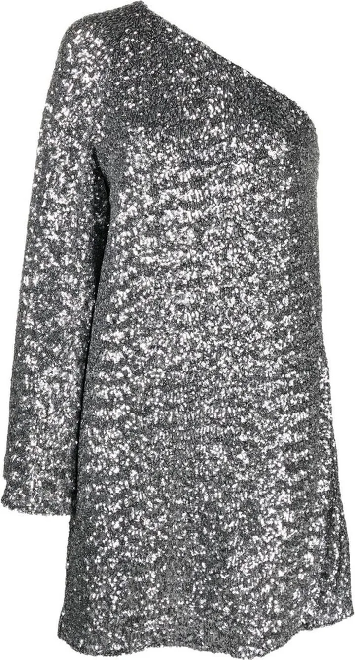 Sequin-Embellished One-Shoulder Dress