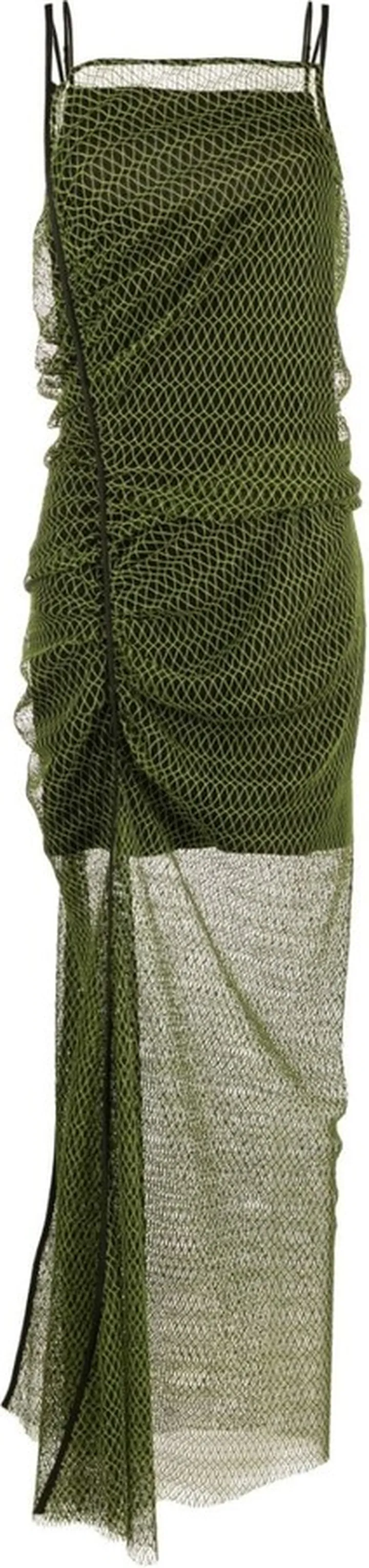 Ruched Net-Overlay Dress