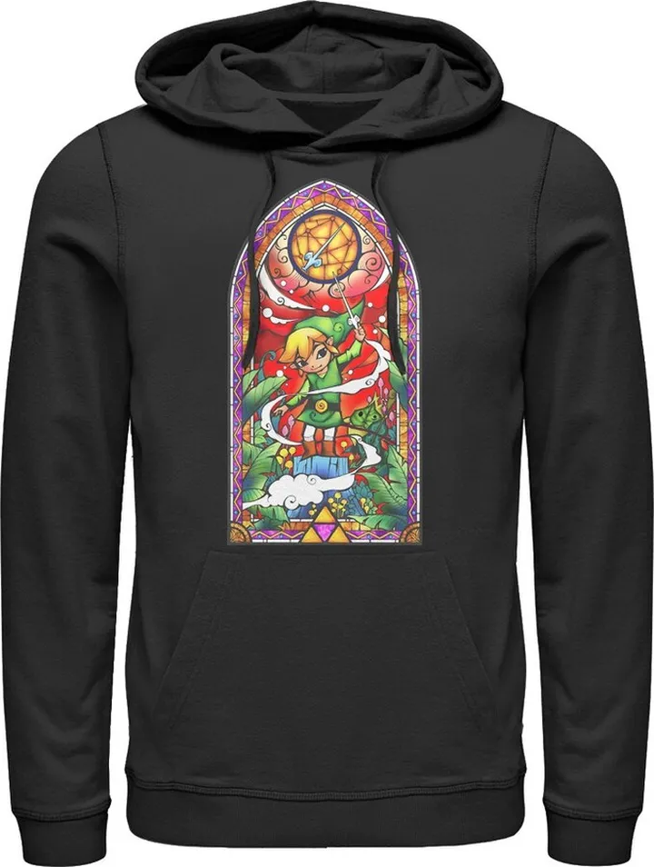Men's Nintendo Legend of Zelda Wind Waker Window Pull Over Hoodie - Black - Small