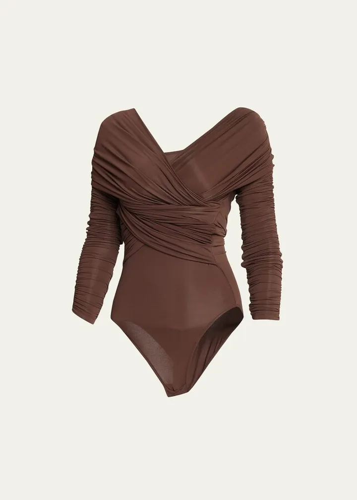 Joni Ruched Crisscross Bodysuit