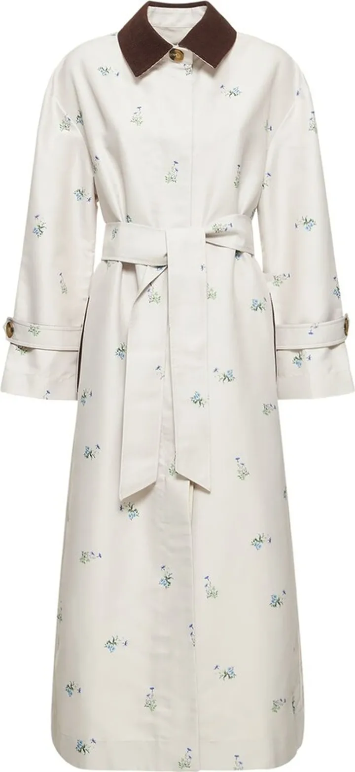 Yason flower printed trench coat