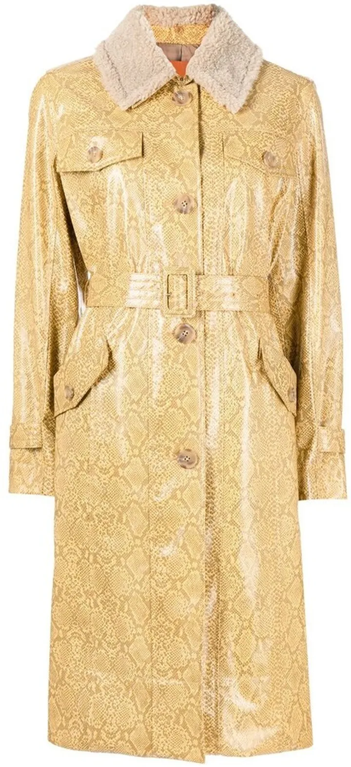 Hana snakeskin-print belted coat