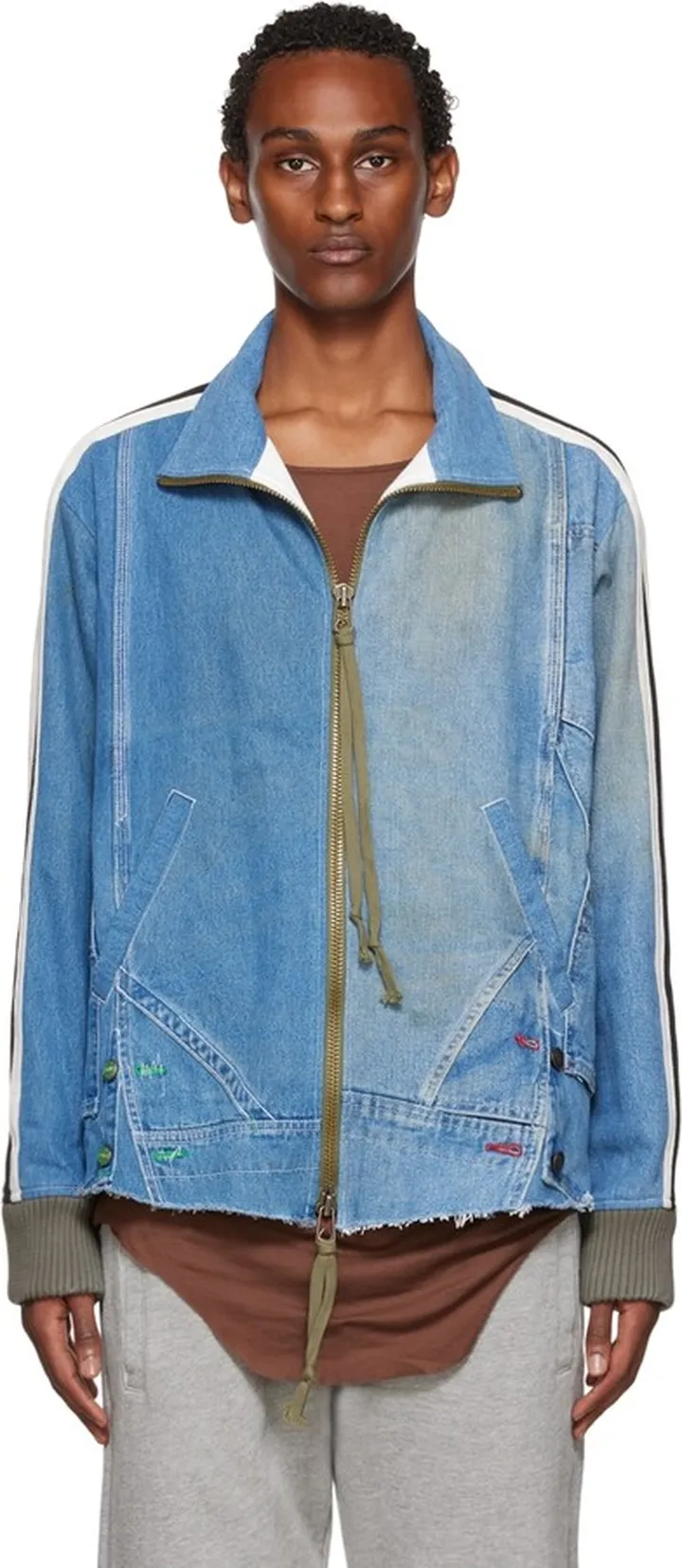 Greg Lauren Blue Overall Track Denim Jacket