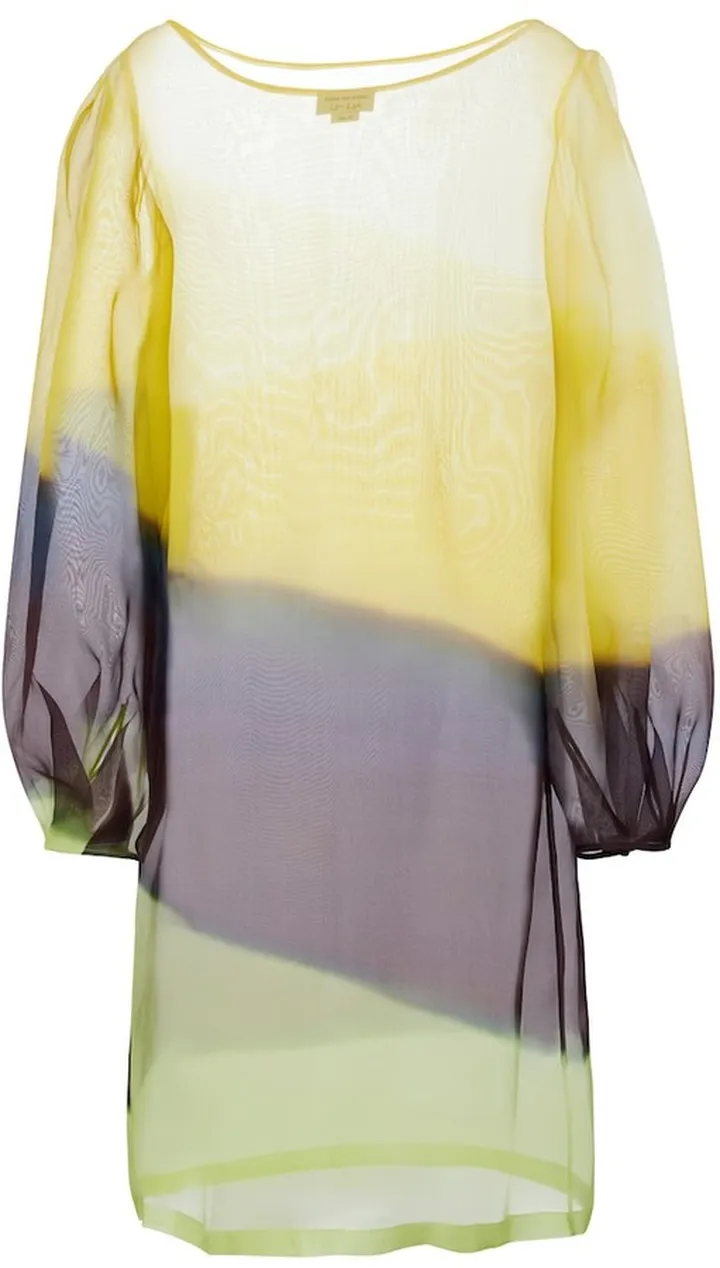 Striped silk organza midi dress
