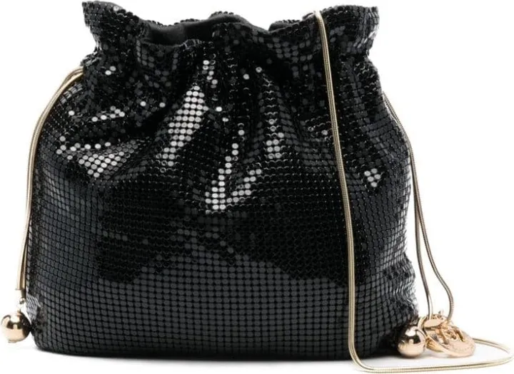 Mesh Drawstring-Fastening Shoulder Bag
