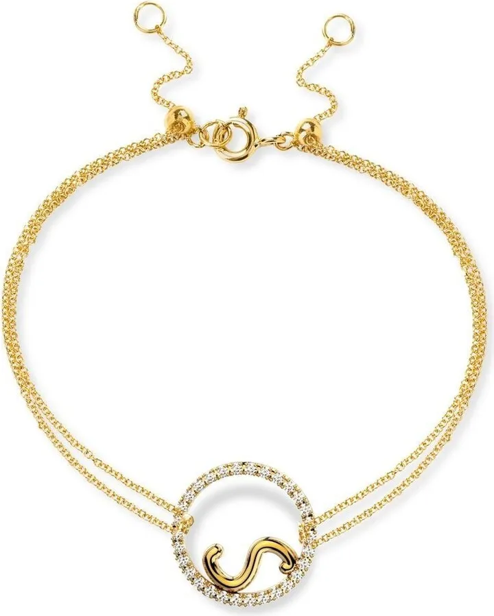 18kt yellow gold Love Letter S pavé diamond bracelet