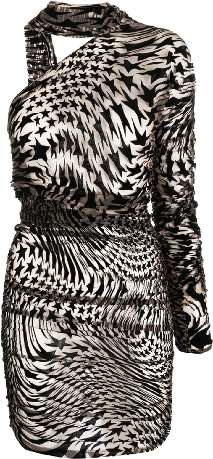 Star Mesh Asymmetric Minidress