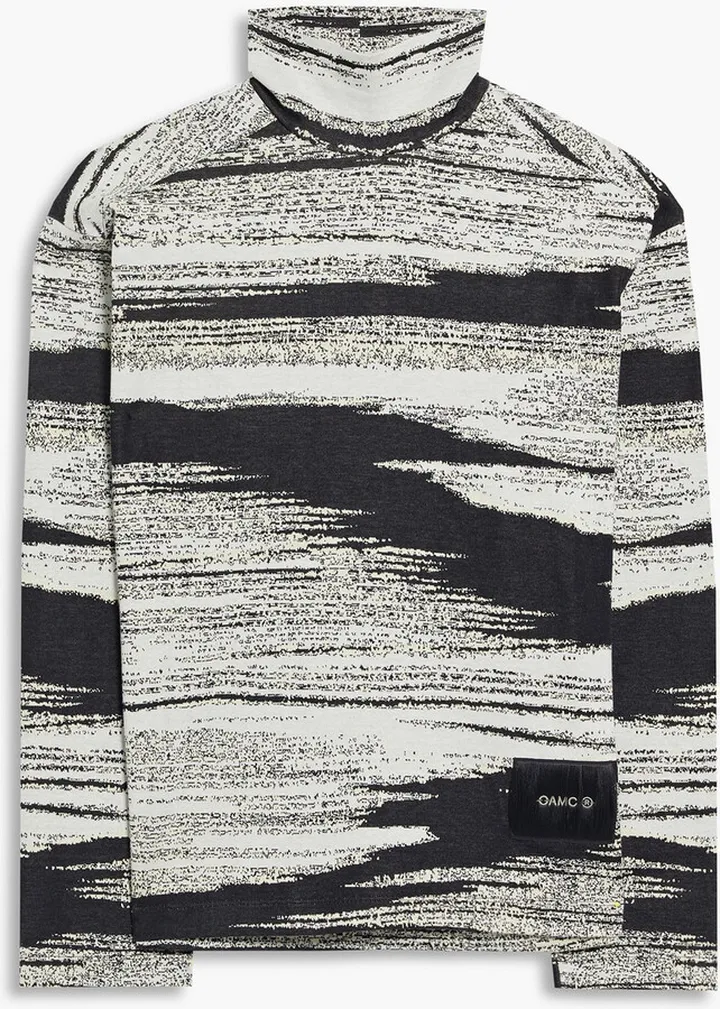 Space-dyed cotton-jersey turtleneck top