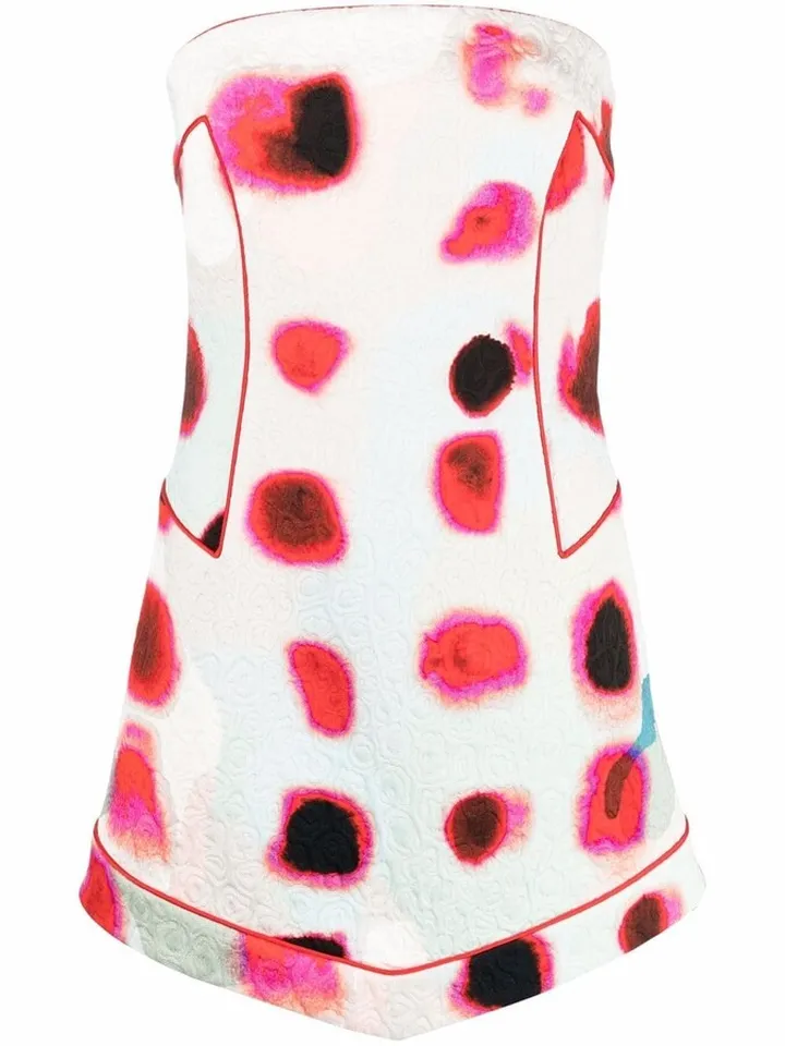 Polka Dot-Print Strapless Dress