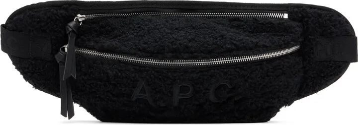 A.P.C. Black Faux-Shearling Belt Bag
