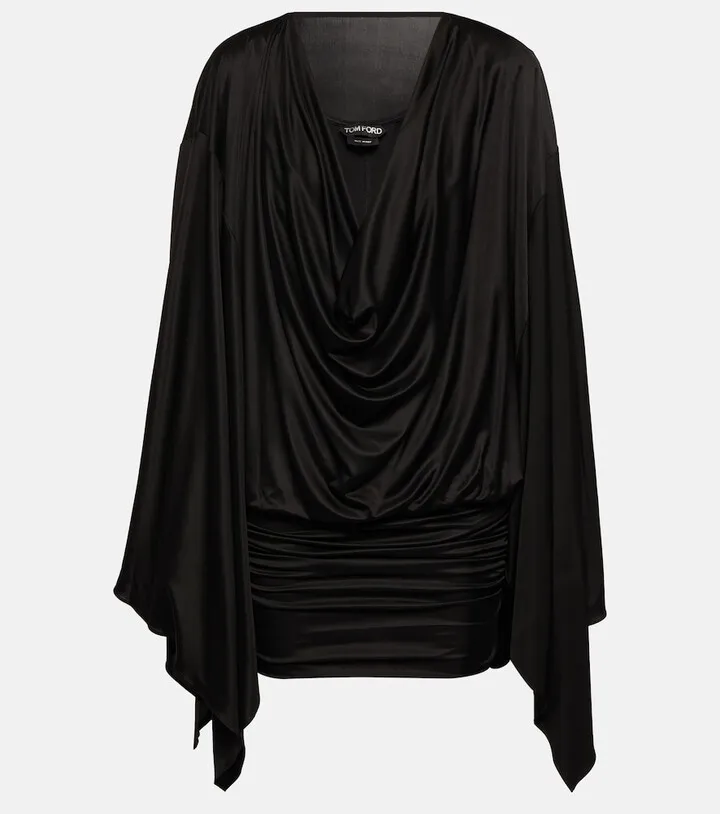 Slick ruched jersey minidress