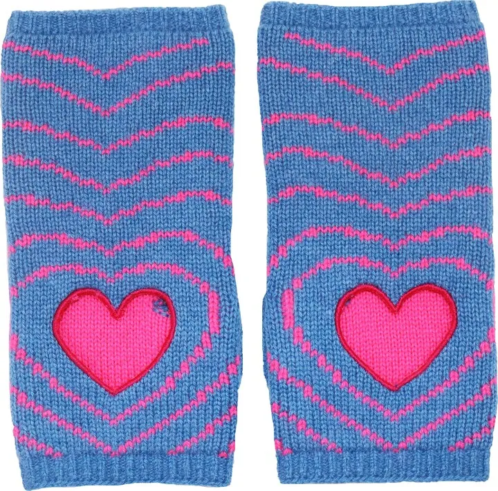 Embroidered Heart Cashmere Fingerless Gloves
