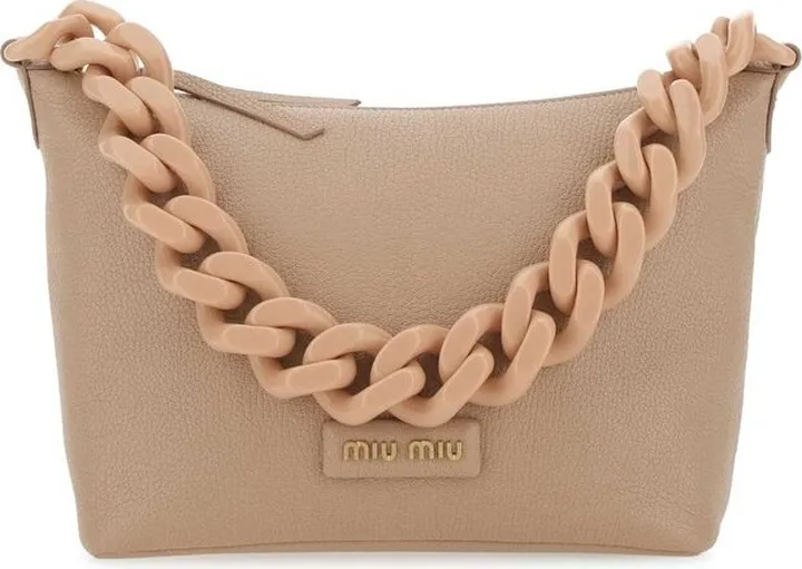 Miu Miu Logo Patch Chain Link Tote Bag
