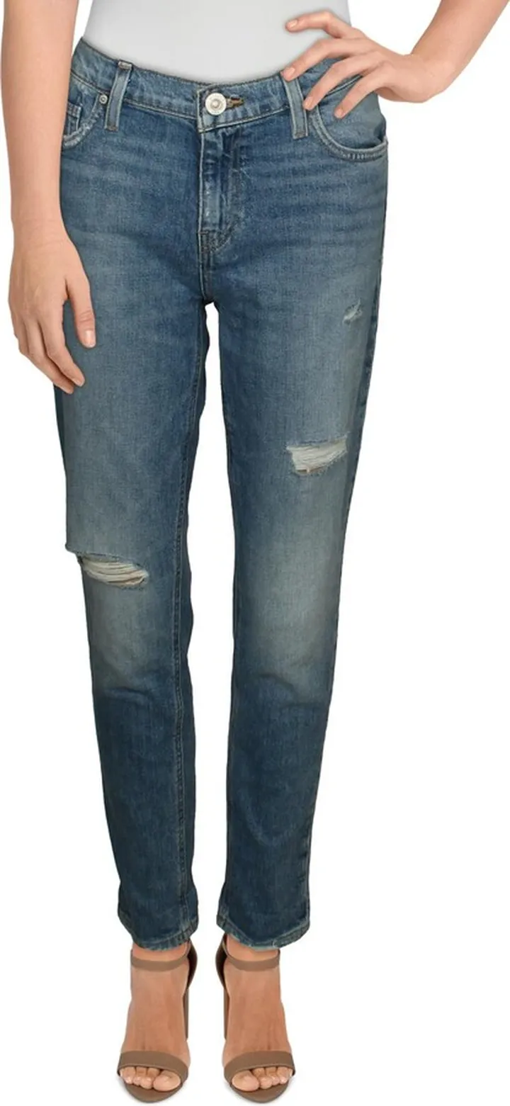 Lana Womens Distressed Boyfriend Ankle Jeans