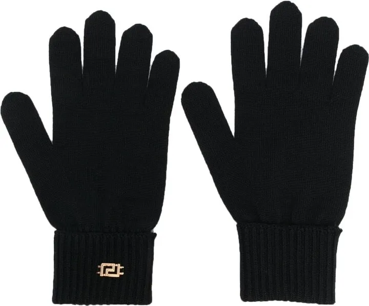 Greca-plaque wool-blend gloves