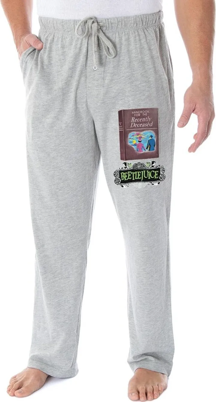 Beetlejuice Men's Handbook For The Recently Deceased Loungewear Pajama Pants MD Grey