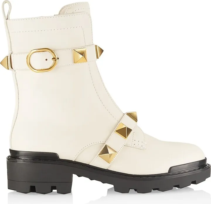 Roman Stud Leather Combat Boots