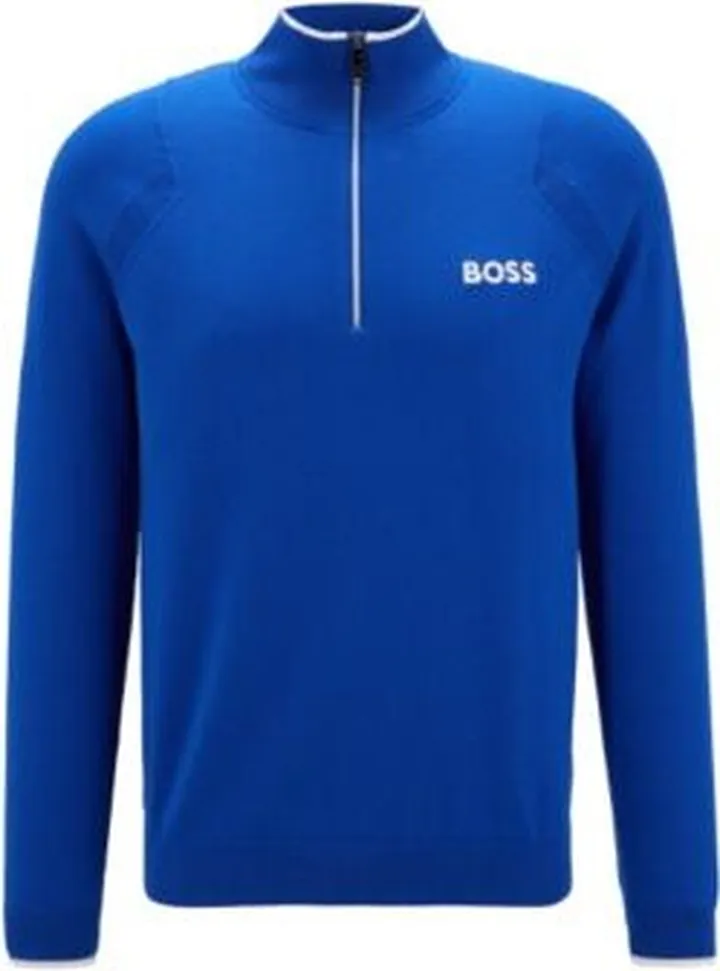 Zip-neck regular-fit sweater with embroidered logos