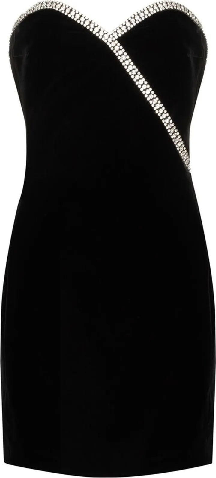 Velvet Crystal-Embellished Mini Dress